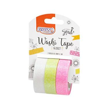Imagem de BRW Fita Adesiva Washi Tape Glossy Bco/Am/Rs 15mmx3m 3 Unidades