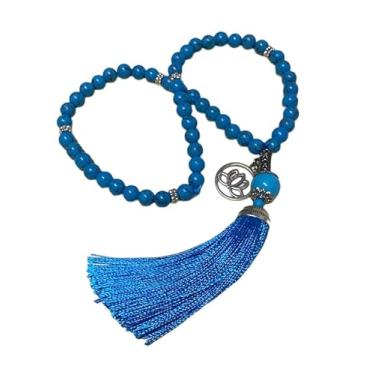 Imagem de Japamala Turquesa Natural 54 Contas Pedras Pingente Tassel