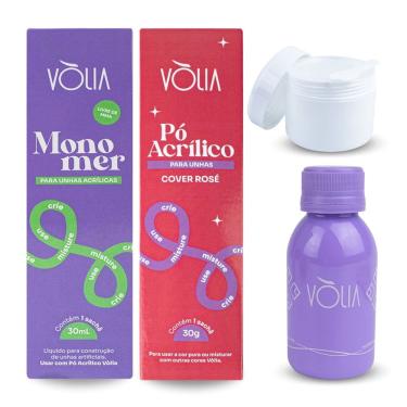 Imagem de Kit Monomer 30ml + Pó Cover Rosé Vòlia + Pote Gel + Frasco