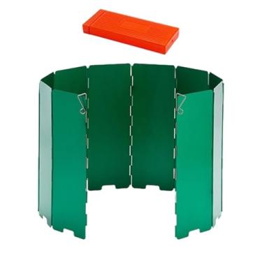 Imagem de harayaa Protetor de vento para fogão, protetor de vento dobrável, compacto e leve, para- para fogão, para churrasco, mochila, cozinha, Verde