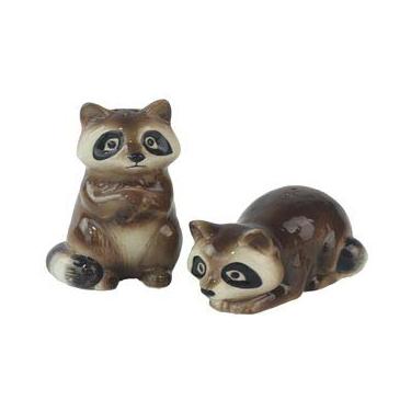 Imagem de Conjunto de bonecos de guaxinim, saleiro e pimenteiro, decoração de cabana de acampamento, 6,35 cm