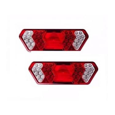 Imagem de Par de Lanternas Traseiras Led 12/24v - Compatível Carreta Guerra Caminhão | GF Lanternas