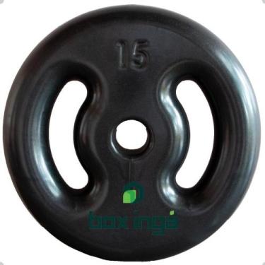 Imagem de Anilha Emborrachada 15 Kg - Preta - BOX INGÁ