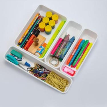 Imagem de Kit 4 Organizador Modular De Gavetas Divisor Porta Talheres Cozinha - 