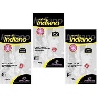Imagem de Hene em Gel Divina Dama Indiano 03x180gr Preto Forte (Preto Azulado) P