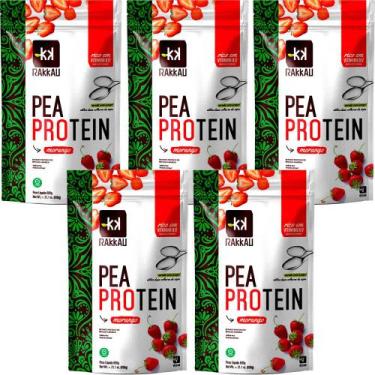 Imagem de Kit 5 Pea Protein Morango Rakkau 600g Vegano Proteína