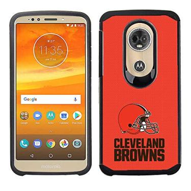 Imagem de Prime Brands Group Capa de celular para Motorola Moto E5 Plus/E5 Supra - Licenciado pela NFL Cleveland Browns - Capa traseira texturizada vermelha em TPU preto