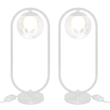 Imagem de Kit 2 Abajur Luminaria de Mesa de Luxo Aro Harmony Branco - MARRYLUZ