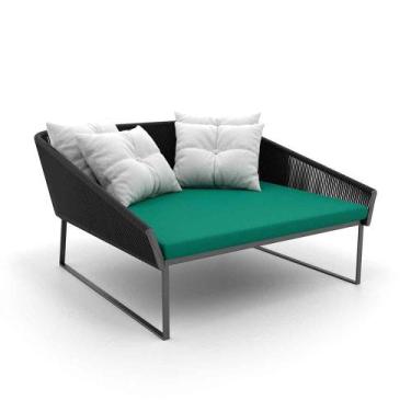 Imagem de Chaise Quadrada Maldivas Em Corda Náutica Preto - Tecido Lisato Esmera