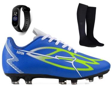 Imagem de Kit Chuteira Sintetica Futebol Campo Grama Natural + Mochila + Meião A