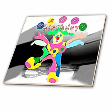 Imagem de 3dRose ct_1256_6 Palhaço de Feliz Aniversário em Tordo-Azulejo de Vidro, 15 cm