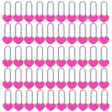 Imagem de VeYocilk Cadeado de coração com cadeado de coração de 9 cm 50 mm, vermelho rosado, coração único, para casamentos, namorados, aniversário, viagens, ano novo, dia dos namorados (sem chave)