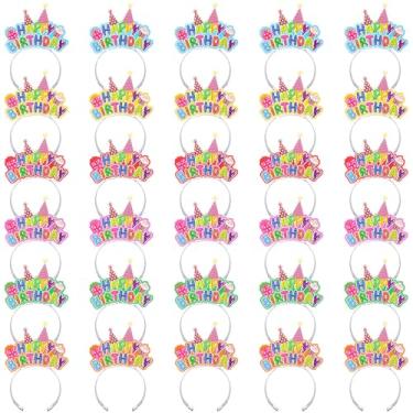 Imagem de Yunsailing 30 Pcs Happy Birthday Headbands Bulk Birthday Paper Crowns for Kids Classroom Family Birthday Party Decoration