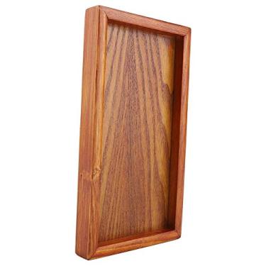 Imagem de Bandeja de chá de Madeira Mesa de Servir Lanches Prato de Armazenamento de Alimentos Estilo Simples Elegante Chá Café Lanches Copo de água Bebidas Interior Cozinha Ao Ar Livre