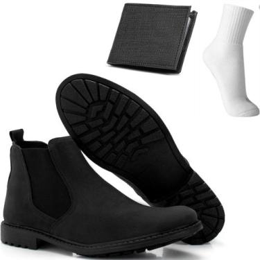 Imagem de Coturno Masculino Casual Botina Masculina Chelsea + carteira e meia - 