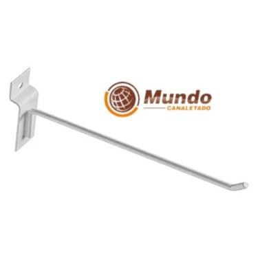 Imagem de Gancho branco 15cm p/ painel canaletado 150pçs - Mundo Canaletado