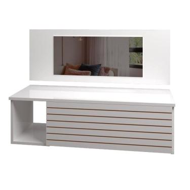 Imagem de Penteadeira Suspensa Com Painel Espelho Gaveta E Nicho Organizador Maquiagem 90 Cm Branco Mobília Decor