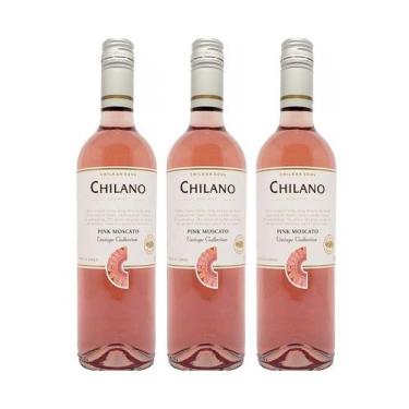 Imagem de Kit Vinho Chilano Pink Moscato Rosé Suave 750ml 3 unidades