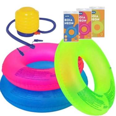 Imagem de Boia Redonda Neon Para Piscina 90cm Cor Fluorescente - REVAL - Mor