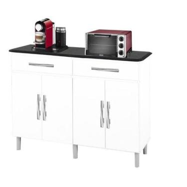 Imagem de Balcao Madri Plus Branco Marm. com 2 gavetas + 4 portas - PASSE BEM