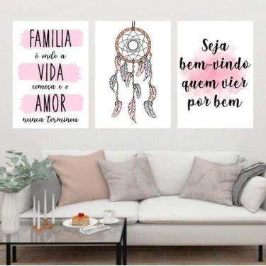 Imagem de Kit 3 Quadros Família Filtro dos Sonhos 33x24cm - com vidro - Quadros 