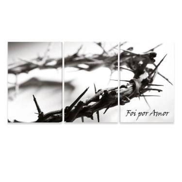 Imagem de Quadro Sala 120x60 Foi Por Amor Coroa Espinho Jesus Cristo  - IQuadros