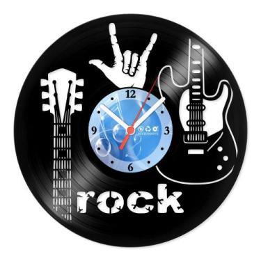 Imagem de Relógio De Parede Disco Vinil Música - Mão Chifrada Rock - VMU-023 - M