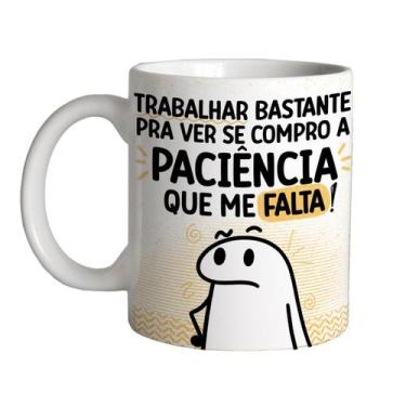 Imagem de Caneca 325ml Flork Trabalhar bastante pra ver se compro - LARANJA E MI