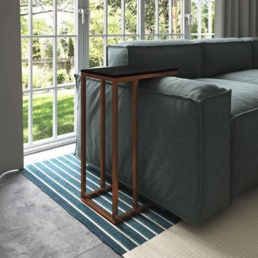 Imagem de Mesa Lateral Encaixe Elena Cobre e Tampo Preto New Green