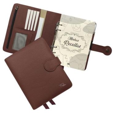 Imagem de Agenda Minhas Receitas Couro 168-R Personalizada Raffai Couros, Bordô