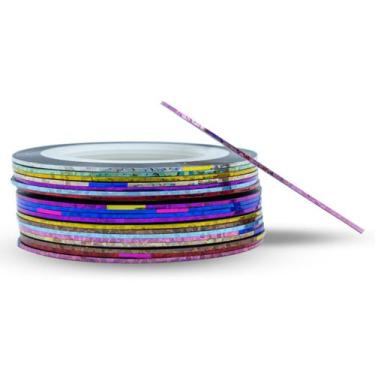 Imagem de Kit 20 Fitas Fitilhos Enfeite Decoração de Unhas Holográfico 1 mm - Ar