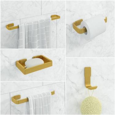 Imagem de Kit De Acessórios Para Banheiro 5 Peças Stander Dourado - JEP COMERCIA