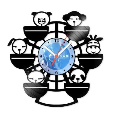 Imagem de Relógio De Parede Disco Vinil Infantil - Bichos Roda Gigante - VIN-022