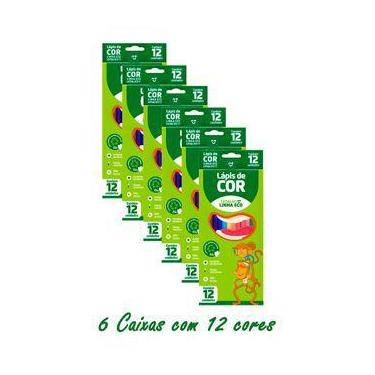 Imagem de Kit 6 Caixas Lápis De Cor 12 Cores Grande Leo Eco Atacado - Leotack