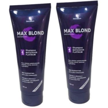 Imagem de Shampoo matizador/desamarelador max blond 250ml demazon kit 02und