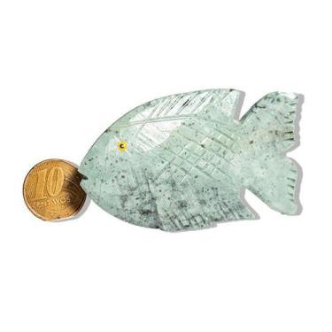 Imagem de Peixe Verde Esculpido Dolomita Natural 50 a 100g Média 5cm - Cristaisd