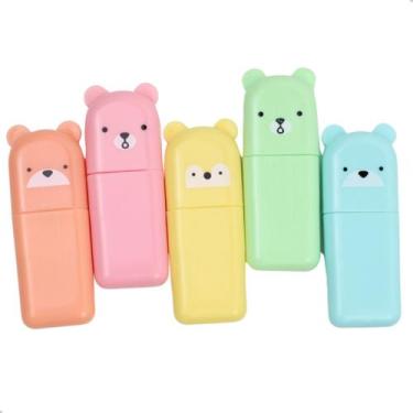 Imagem de Kit Mini Caneta Marca Texto Ursinhos 5 Unidades Papelaria - KNIMP