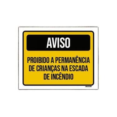 Imagem de Kit 10 Placas Aviso Proibido Permanência Crianças Escada