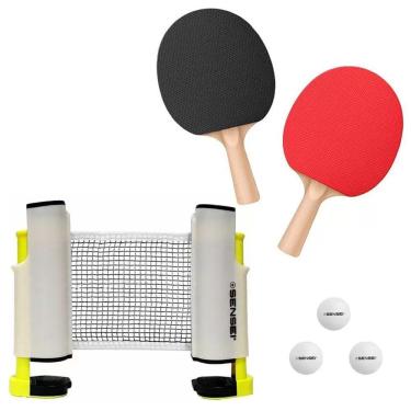 Imagem de Kit Completo Tênis De Mesa 2 Raquetes 3 Bolas E Rede Sensei Star