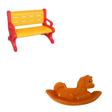 Imagem de Banco Plástico com Unicórnio  Kit Playground Infantil Ideal para Menin