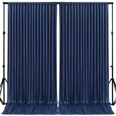 Imagem de Cortinas de pano de fundo azul marinho de 3 m x 3 m painéis para festa sem rugas pano de fundo cortinas de pano de fundo para casamento chá de bebê fotografia festa de noivado revelação de gênero cortina de fundo