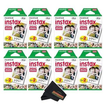 Imagem de Filme Instantâneo Fujifilm Instax Mini para câmeras instantâneas Mini, capture memórias a qualquer hora, em qualquer lugar, com o pano de microfibra Sunshine Photo (8 unidades – total de 160 folhas)