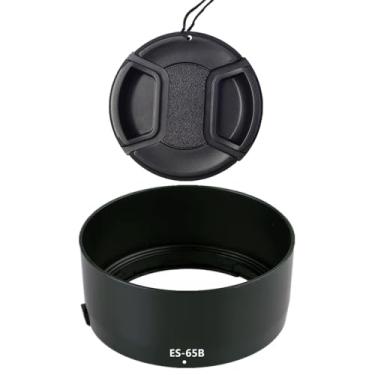 Imagem de Para-sol ES-65B e tampa de lente de 43 mm compatível com Canon EOS R6 R5 RP R kit de câmera RF 50 mm F1.8 STM lente (pacote com 2)