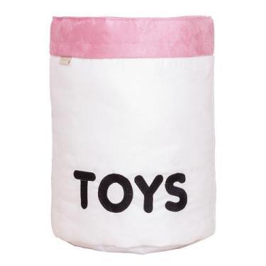 Imagem de Cesto Organizador Para Brinquedos  - Bebê & Enxoval, Toys Cru/Rose