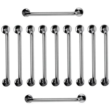 Imagem de Barra de Apoio 60cm Aço Inox Suporte Resistente Kit 11 Unidades Acessibilidade Criança Idoso Segurança Banheiro Box Corrimao Escada