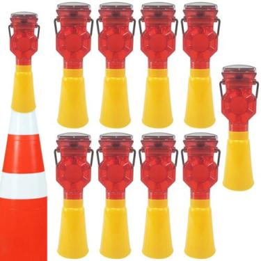 Imagem de Sinalizador Viario Solar Cone Kit 10 Uni Sinalizaçao Obra Estrada Rodo