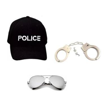 Imagem de Fantasia Police C/ Boné Óculos e Algemas - 3 Pçs - CM Presentes e Fant