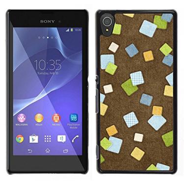 Imagem de A-Type Capa rígida de plástico para arte e design capa rígida para Sony Xperia T3 (azulejos xadrez abstratos marrom escritório)