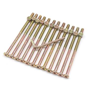 Imagem de binifiMux Parafusos e Porcas para Beliche, Pacote com 12 Parafusos e Porcas de Barril com Chave Sextavada M6x110 Mm para Móveis, Cadeiras, Berços, Parafusos para Beliche, Parafusos(M6 X 110 Mm Bronze)