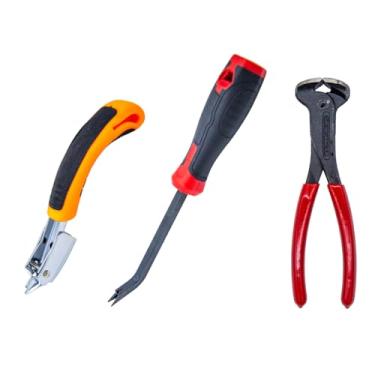 Imagem de Tutuxio 3 peças de removedor de grampo, alicate extrator de grampos resistente com cabeça dupla ferramenta de estofamento industrial removedor de grampos para móveis chão parede caixa de madeira